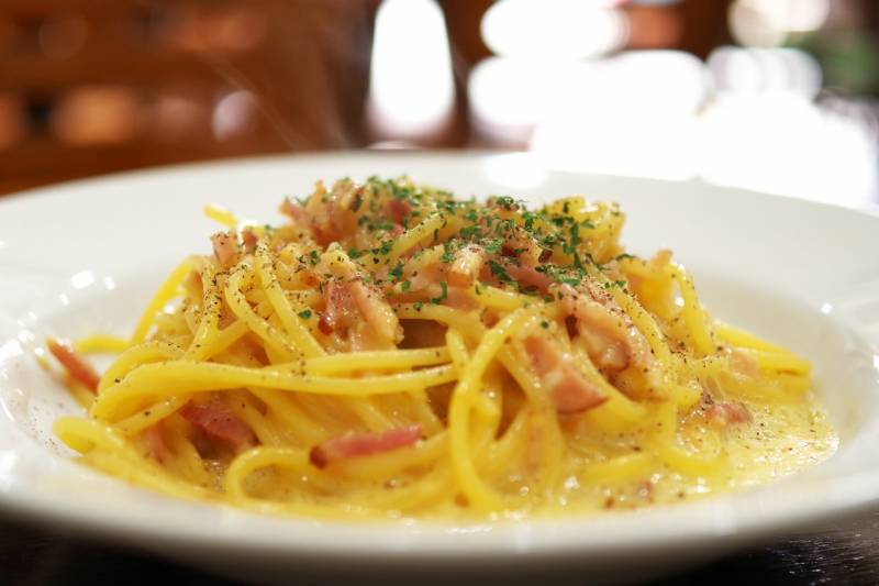 Spaghetti Carbonara restaurant de spécialités Italiennes à Belleville la Bruschetta